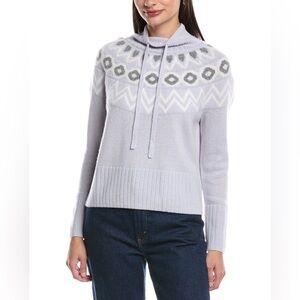 NEW  Alashan Cashmere Nova Fair Isle funnel neck l sweater in lavender XS